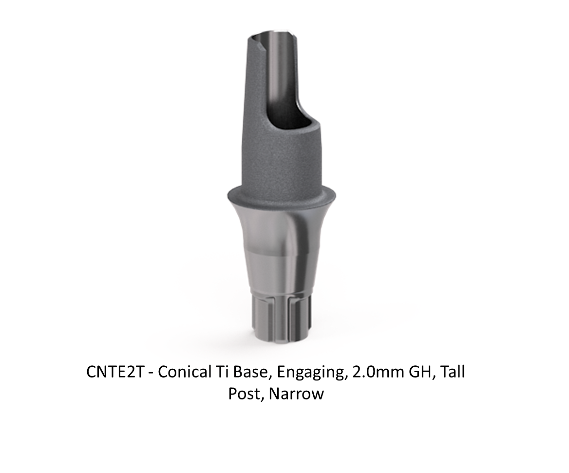CONICAL TI BASE, ENGAGING, 2.0MM GH, TALL POST, NARROW