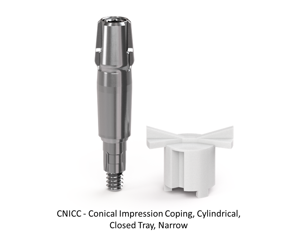 CONICAL IMPRESSION COPING, CYLINDRICAL, CLOSED TRAY, NARROW