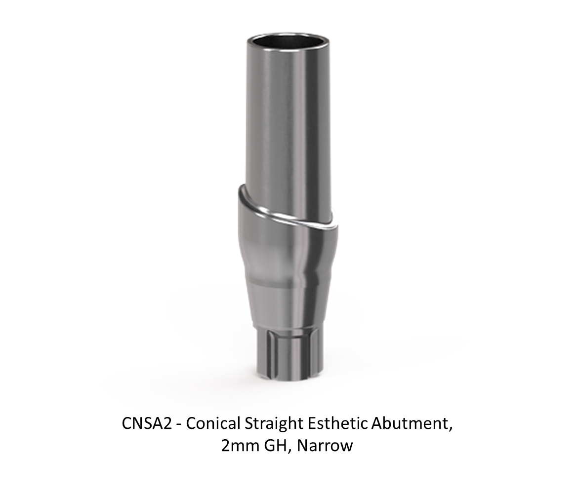 CONICAL STRAIGHT ESTHETIC ABUTMENT, 2MM GH, NARROW