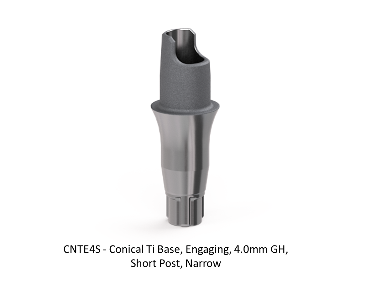CONICAL TI BASE, ENGAGING, 4.0MM GH, SHORT POST, NARROW