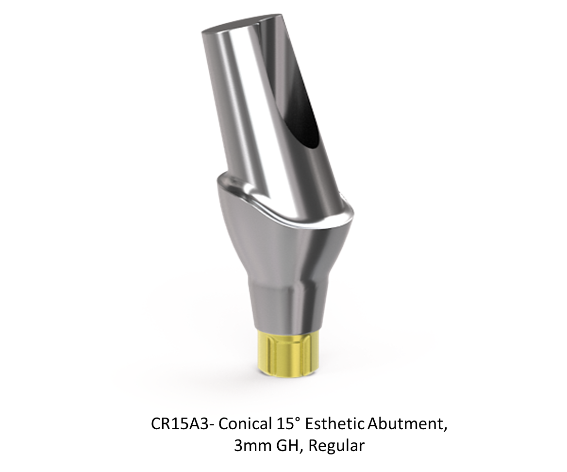CONICAL 15° ESTHETIC ABUTMENT, 3MM GH, REGULAR